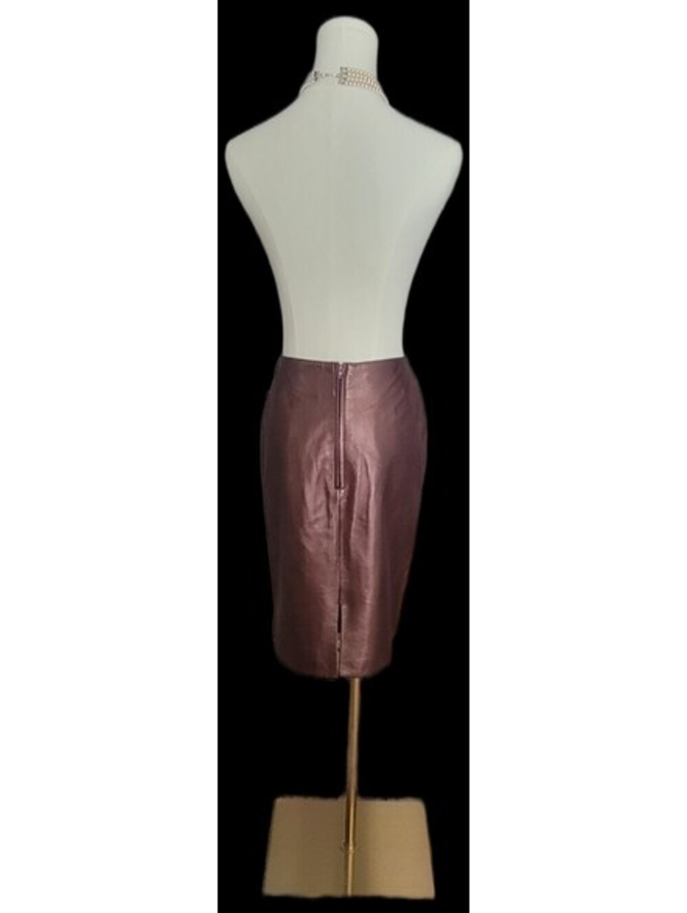 VTG Saks Fifth Avenue Womens 12 Leather Skirt Folio Metallic Champagne Gold - Picture 9 of 9